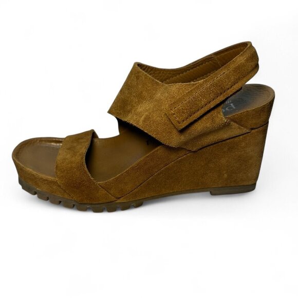 PEDRO GARCIA Jouri Platform Suede Wedge Sandals, Tan, EU 37.5, NWOB - Picture 7 of 13